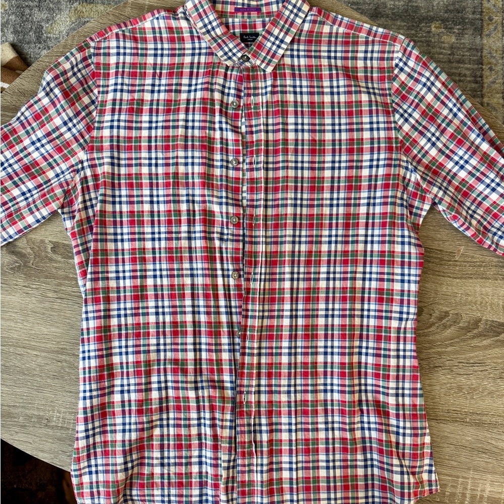 Paul Smith Red and Blue Casual Button Down Shirt